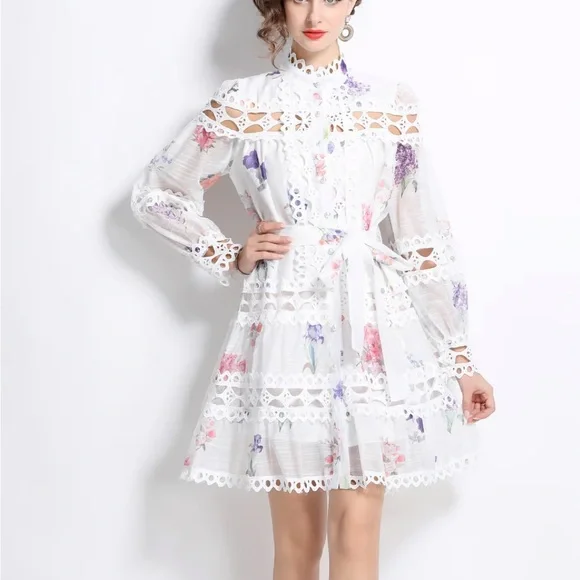 Lai Meng Five Cats Floral Lace Long Sleeve Dress Size Small New With Tag - Picture 5 of 16